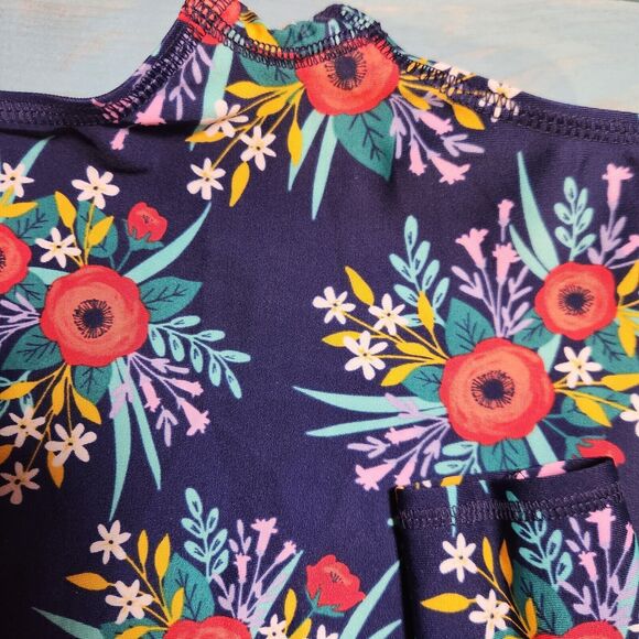 Girls' Floral Rashguard Swimsuit - Pink/Blue Long Sleeve, Size 18 Months - Picture 6 of 7